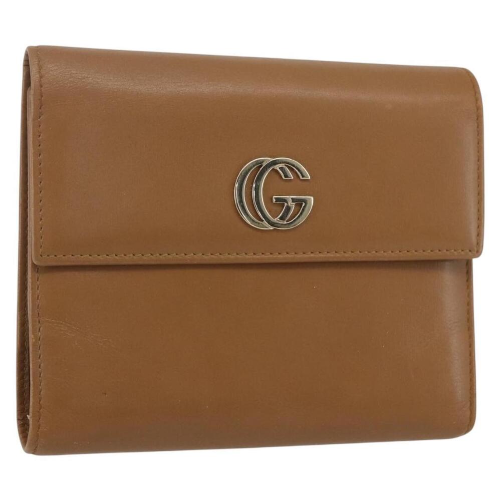 GUCCI Day Planner Cover Leather Beige Gold 031 4463 1067 Auth 158975